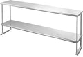 Hally Double Overshelf of Stainless Steel 12'' x 72'' Weight Capacity 420lb, Commercial 2 Tier Shelf for Prep & Work Table in Restaurant, Home or Kitchen