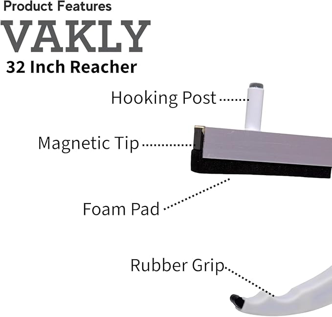 Extra Long Easy Grip Reacher Grabber Tool for Reaching 32 inch Light Weight Picker Upper Stick with Pull Trigger Handgrip, Hook and Magnetic Tip for Post Surgery, Seniors, Cleaning Trash (1)