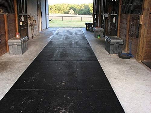 American Floor Mats - Heavy Duty Horse Mats - Slip Resistant, Black, 14" x 14" Square Tiles, 49 Tiles Total, 0.75" Thick