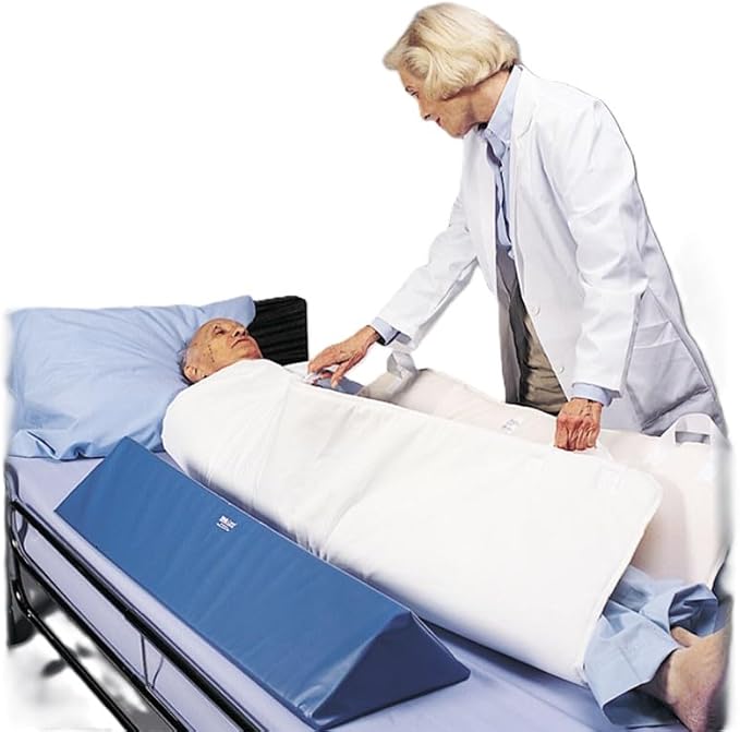 Skil-Care 45-Degree 34" L Vinyl Positioning Wedge, 34" L x 8" W x 8" H - Foam Positioning, Durable Vinyl Cover, Blue, 555035