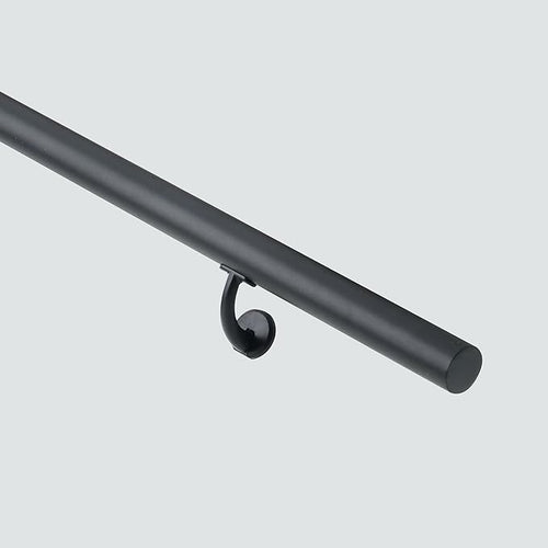 10 FT Modern Aluminum Handrail Set, handrails for Indoor Stairs,Deck,Slope, Wall Mounted Staircase handrails, Zink Alloy Brackets Included,Rust Free. (Matte Black, 10 FT)
