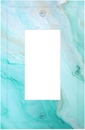 Teal Gold Marbling Turquoise Print Decorative Outlet Covers 1 Gang Single Rocker Light Switch Cover Plate Wall Plates GFCI Faceplate for Bathroom Living Room Home Decor