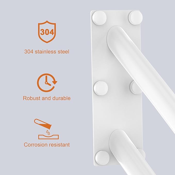 20 inch Stainless Steel Handrail for 1-3 Steps- 1.25" Tube, ZUEXT U Shaped Oil Rubbed White Safety Grab Bar for Stairs, Wall Mounted Hand Railing for Outdoor Garage Entry Interior Exterior Stairway