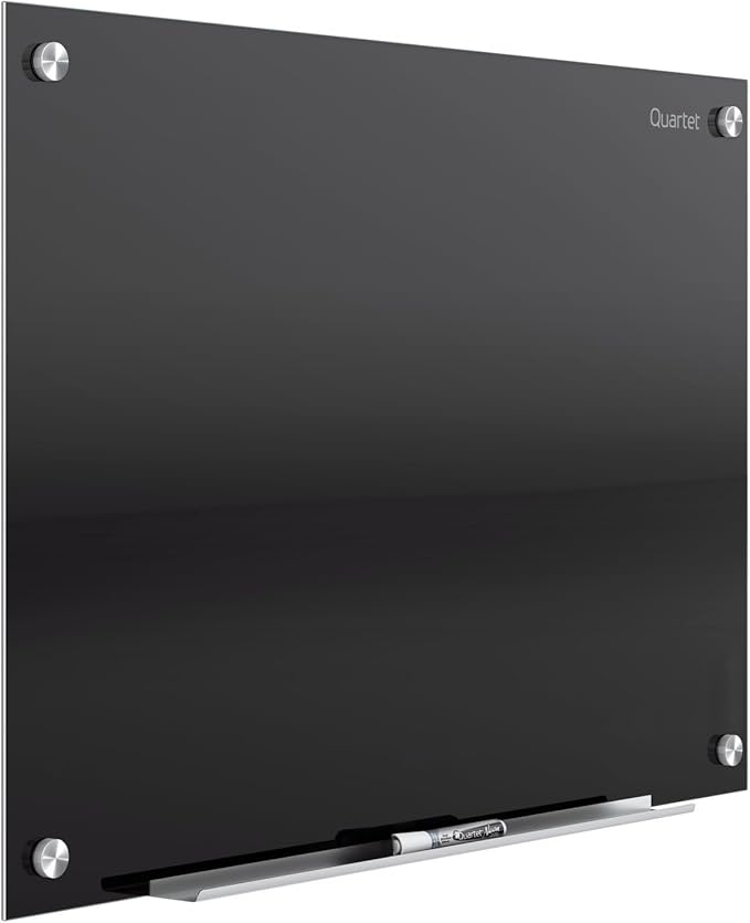 Quartet Magnetic Dry Erase Board, 48" x 36" Glass Whiteboard for Wall, Infinity, Black (G4836B)