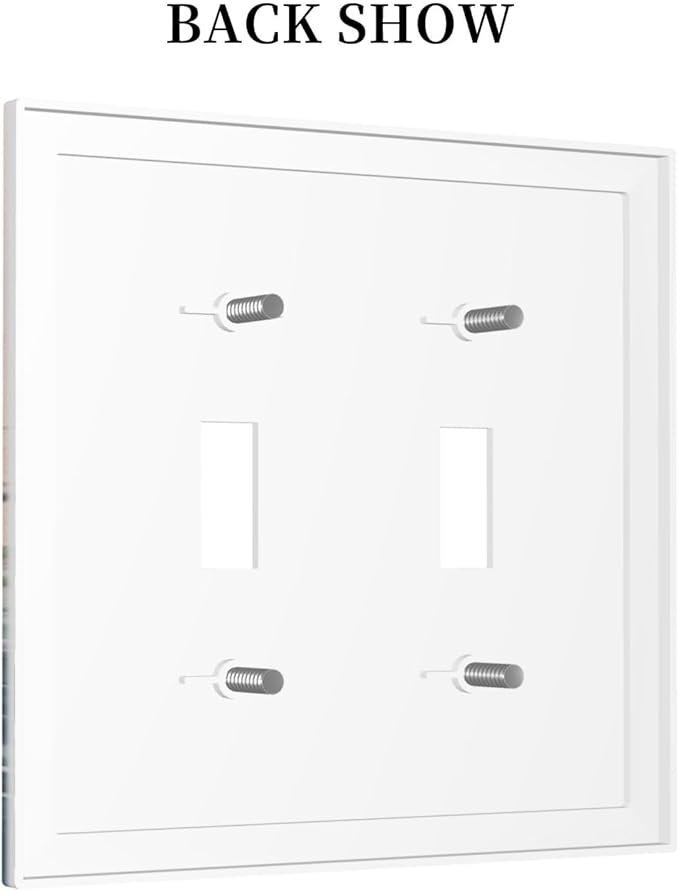 Decorative Light Switch Cover Plate Pink Floral Wildflower Green Plants 2 Gang Switch Plate Covers Double Toggle Wall Plate Dual Device Faceplate for Bathroom Decor