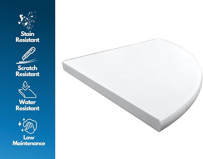 18" Super White Engineered Marble Corner Shower Seat – Floating or Solid Mount Bathroom Bench, Wall Mounted Shelf & Caddy for Showers, Classic Flatback Design
