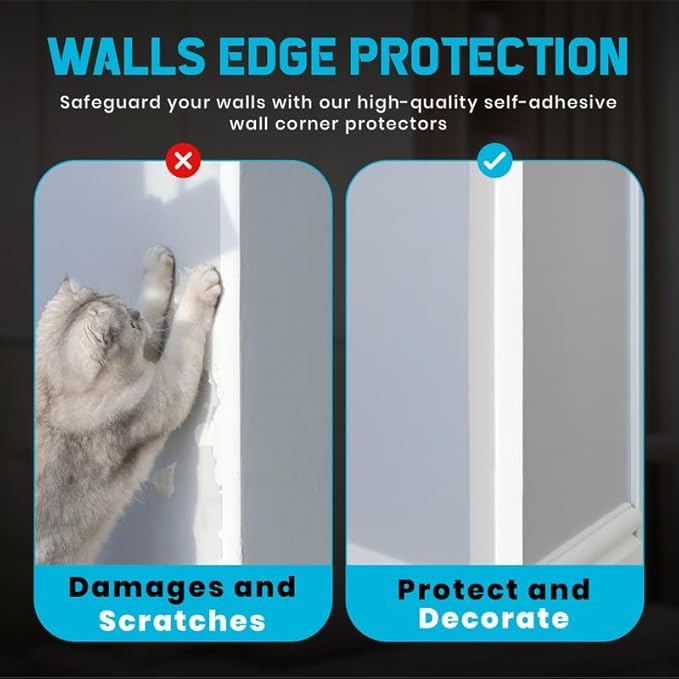 Proflex Wall Corner Protector -White Textured 2 inch x 48 inch - Pack of 6 - Self Adhesive Corner Guards for Walls Edge Protection – Easy to Apply – No Tools Needed