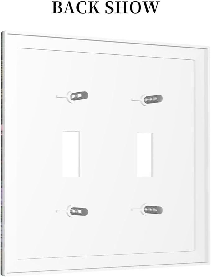 Decorative Light Switch Cover Plate Colorful Floral Dark Sky Wildflower Plants 2 Gang Switch Plate Covers Double Toggle Wall Plate Dual Device Faceplate for Bathroom Decor