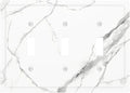 White Marble Abstract Luxurious Print Decorative Switch Plates 3 Gang Wall Plate Triple Toggle Light Switch Cover Faceplate Electrical Wall Panels for Bathroom Kitchen Home Decor