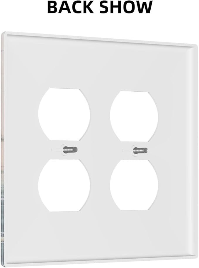 Decorative Switch Plate Covers Pink Floral Wildflower Green Plants 2 Gang Outlet Covers Double Duplex Light Switch Cover Plate Gfci Wall Plate for Bathroom Decor