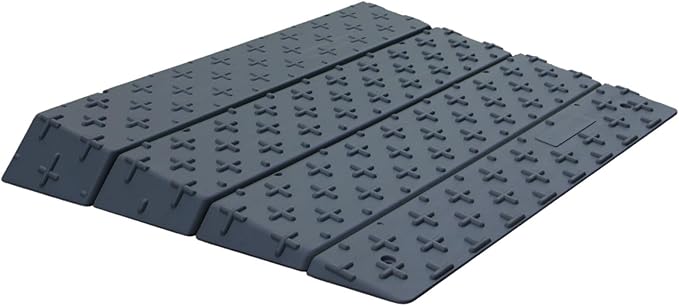 Plastic Slip-Resistant Modular Threshold Ramp - Universal Access Ramp for Wheelchairs, Scooters, Walkers & Safe Pedestrian Passage (4 inch)