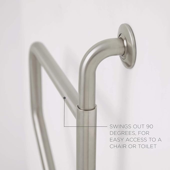 Seachrome Bathroom Grab Bar, Wall to Wall Stainless Steel Swing Away Grab Bar, 1 1/4-Inch Diameter, Handicap Grab Bar, Safety Rail, Polished Stainless (Model: GW-4236-Q-PS)