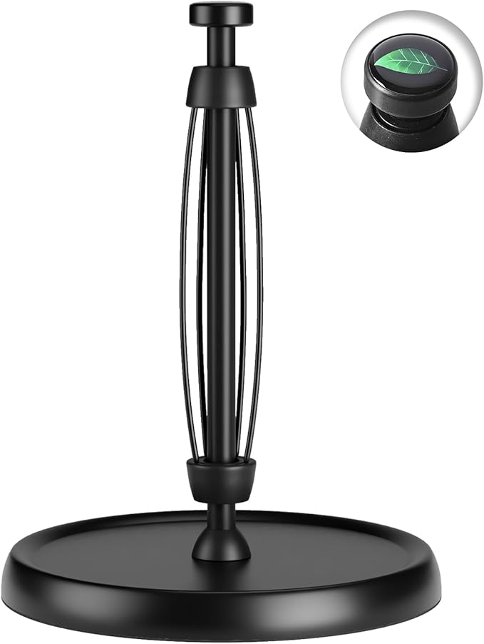 Countertop Paper Towel Holder - One-Handed Tear with Ratchet Mechanism, Weighted Base Degradable Plastic Paper Towel Stand, Black Farmhouse Kitchen Bathroom Decor Accessories