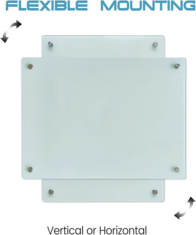 Magnetic Glass Dry Erase White Board Whiteboard Glass Writeboard 40"x60" Tempered Glass Dry Erase Board Wall Mounted Frameless Writing GlassBoard for Office School Home (White)