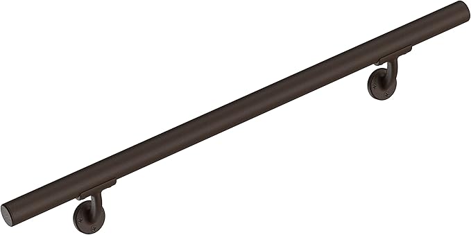Meranti Aluminum Handrail for Indoor or Outdoor Steps and Stairs – Hand Rails for Elderly – DIY Complete Stair Railing Kit (AHR, Bronze Textured, 3' Length)