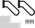 Hand Rails for Outdoor 1-2 Steps, Indoor Stairs, Bathroom, Wall Mount Non-Slip U-Shape Stair Hand Railing Black 2 Packs