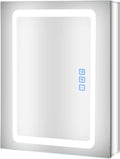 Fundin Lighted Medicine Cabinet with LED Light, Defogger, Dimmer, Outlet and USB Charger, Recessed or Surface Mount, Aluminum Material,20W x 25.6H inch