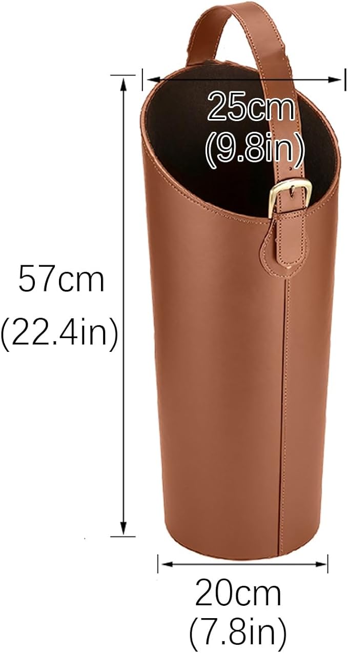 Indoor Entryway leather Umbrella bucket，Large Capacity Umbrella Storage stand，tall umbrella holder,For Hotel,Offices,home,Commercial(Beige+brown)