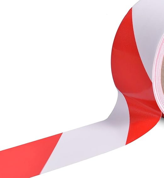 TAPEBEAR Hazard Caution Tape, 2inch x 150 Feet(50yds) Self Adhesive Warning Tape for Steps, High Visibility White Red Tape for Outdoor Construction Warning, Danger Zone, 16rolls