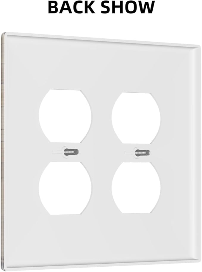 Wooden Planks Mosaic Snow Mountain Sun Outlet Covers 2 Gang Double Duplex Decorative Light Switch Covers Electrical Wallplates Socket Faceplate for Farmhouse Home Decor