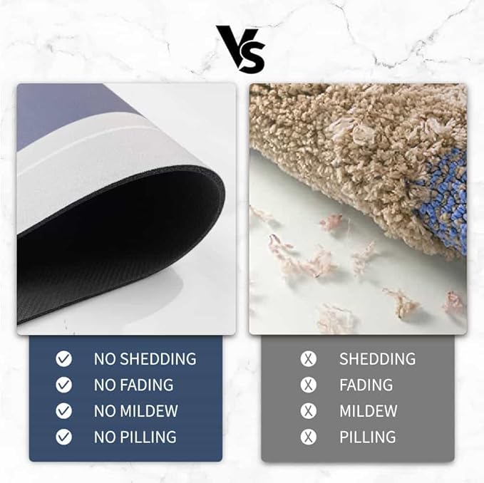 Bath Mats 17x70 Inch, Modernized Magic Mat Bathroom, Rubber Anti Slip Quick Drying Absorbent Bathroom Rug, Shower Room Rugs for in Front of Bathtub, Sink, Gray