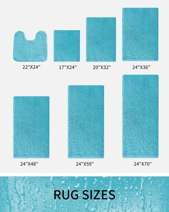 Toilet Rugs U-Shaped Mat 24x22, Contour Bathroom Mat - Ultra Soft & Absorbent Microfiber, Quick-Dry, Machine Washable with High Density Foam Latex Non Slip Backing, Teal