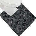 GORILLA GRIP Plush Absorbent Shaggy Chenille Bath Rug Mat for Square Toilet Base with Rubber Backing, Machine Washable Rugs, Soft Microfiber Contour Mats for Toilets, Bathroom Decor, Charcoal