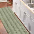 Turquoize Bathroom Runner Area Chenille Rug Oversize Non-Slip Shag Kitchen Shower Bath Mat Extra Long Eucalyptus Striped Washable for Bathroom, Size 59" x 20", Eucalyptus