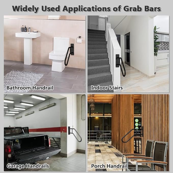 Handrails for Outdoor Steps, 28.7” Safety Grab Bars for Stairs, Sturdy Wall Mount Handrail, Stainless Steel U-Shaped Handrail, Railings for 1-3 Steps, Stair Handrails for Garage, Porch, Garden