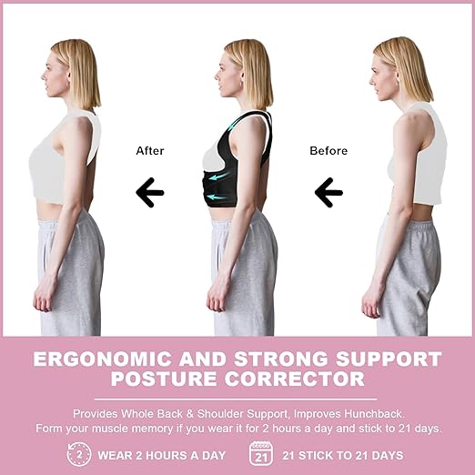 zhanghe Posture Corrector for Women and Men,4 In 1 Adjustable Full Back Brace,Posture Braces Can Relieve Upper and Lower Back Pain(Blue Black)