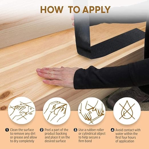 Grip Tape 6” X 24” (10-Pack) - Stair Treads for Stairs, Anti Slip Tape for Indoor and Outdoor, Non Skid Treads for Wooden Steps, Concrete Steps, Etc. (Works on All Surfaces & Weather)