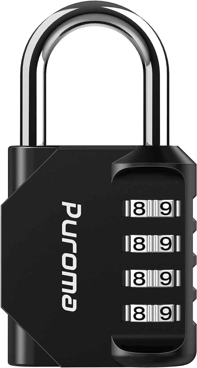 Puroma 1 Pack Combination Lock for Locker 4 Digit Outdoor Waterproof Padlock for School, Gym, Sports, Fence, Toolbox, Gate, Case, Outdoor, Hasp Storage, Cabinets (Black)