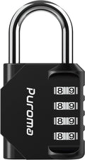 Puroma 1 Pack Combination Lock for Locker 4 Digit Outdoor Waterproof Padlock for School, Gym, Sports, Fence, Toolbox, Gate, Case, Outdoor, Hasp Storage, Cabinets (Black)