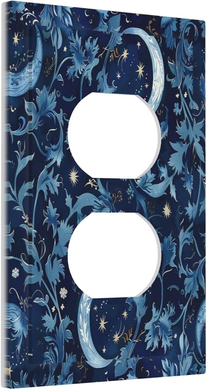 Outlet Covers Vintage Moon And Flowers Decor Floral William Morris 1 Gang Duplex Wall Plate Decorative Switch Plates Electrical Receptacle Faceplate Light Switch Cover for Bedroom Kids room