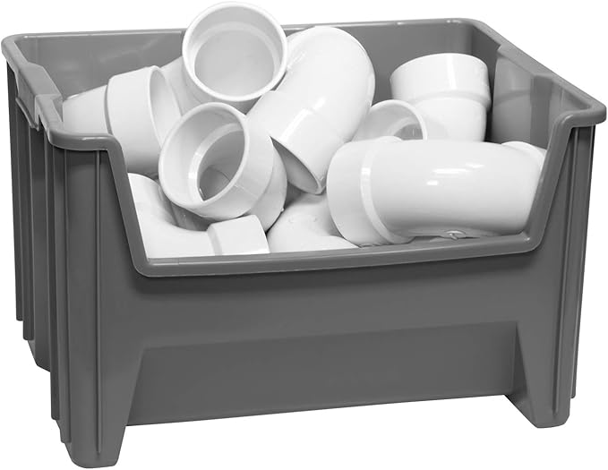 Akro-Mils 13017 Stak-N-Store Heavy Duty Stackable Open Front Plastic Storage Container Bin, (15-Inch x 20-Inch x 12-1/2-Inch), Clear, (3-Pack)