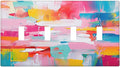 Light Switch Covers Multicoloured Modern Watercolor Oil Painting Quad Toggle Electrical Faceplate 4 Gang Wall Plate Decorative Switch Plates for living Room Bedroom Decor