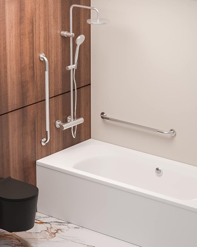 32 Inch Anti Slip Shower Grab Bar, Munzong Stainless Steel Bathroom Grab Bar, Satin Brushed Nickel Knurled Bathroom Balance Bar,Safety Hand Rail Support Handicap Elderly Senior Assist Bath Handle