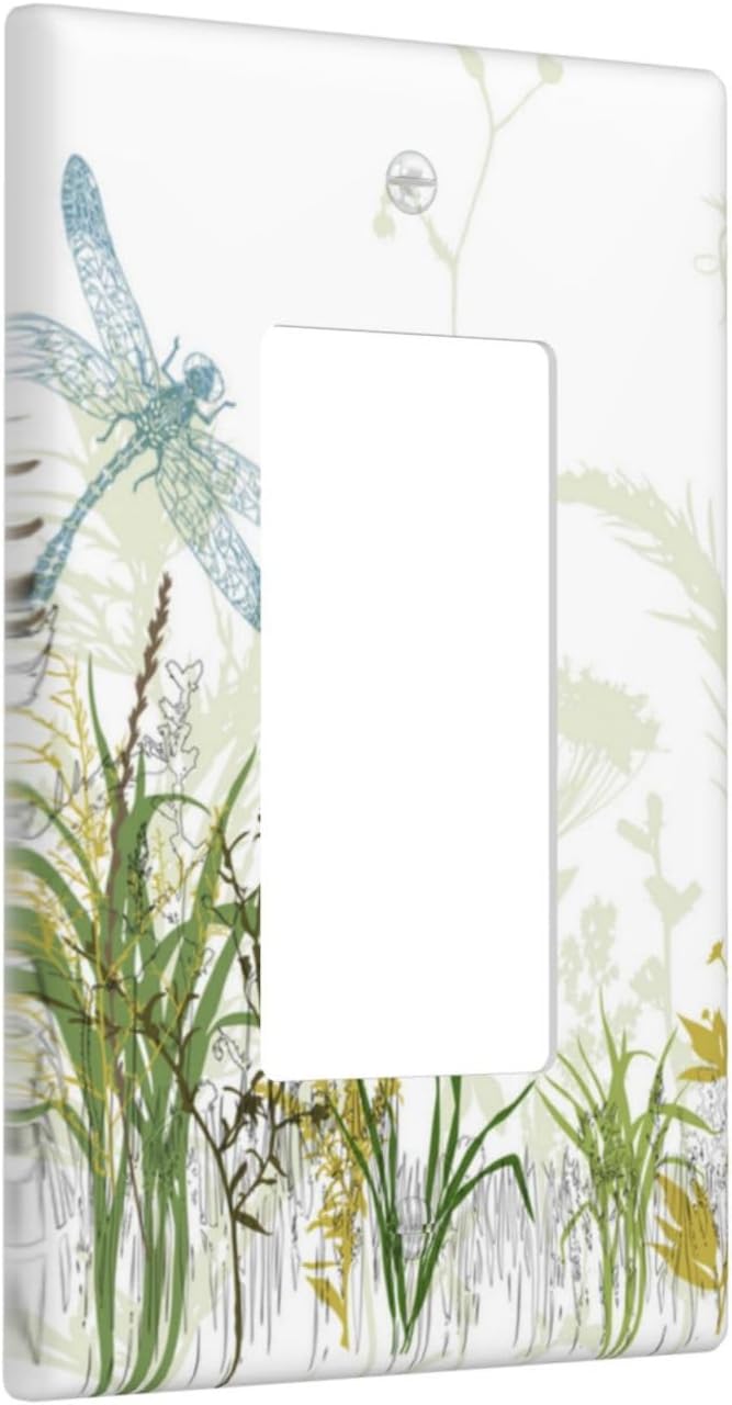 Wild Flower Dragonfly 1 Gang Single Rocker Light Switch Cover Plates Decorative Electric Outlet Covers Decorator Wall Switch Plate Receptacle Plug Covers 4.6 * 2.8 Inches