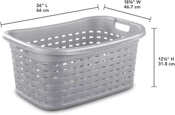 Sterilite Cement Gray Durable Weave Laundry Basket with Wicker Pattern (12 Pack)