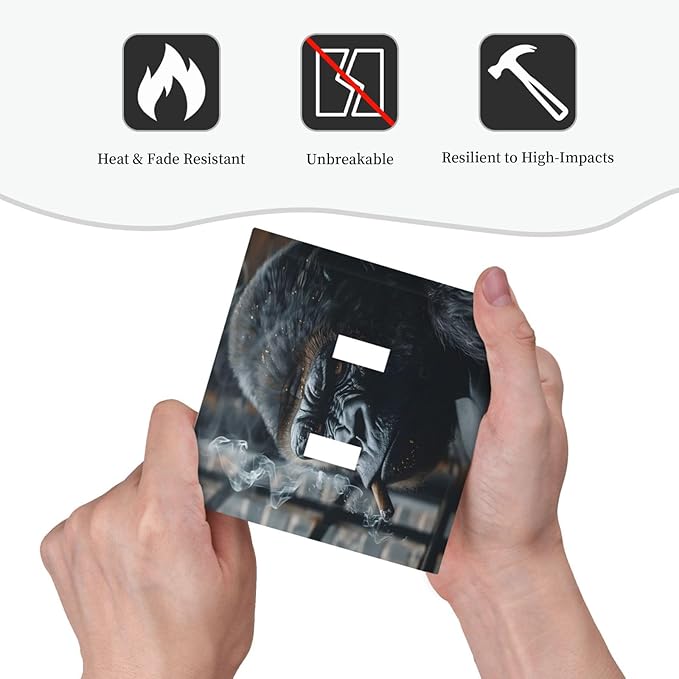 Funny Animal Smoking Black Orangutan Decorative Switch Plates 2 Gang Double Toggle Outlet Light Switch Cover Wall Plate Electrical Faceplate for Farmhouse Home Office Decor