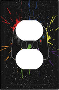 Classic Videogames Controller Black Splash Ink Colorful Outlet Covers 1 Gang Duplex Light Switch Cover Decorative Switch Plates Electrical Receptacle Faceplate Wall Plate for Kids Room Nursery Decor