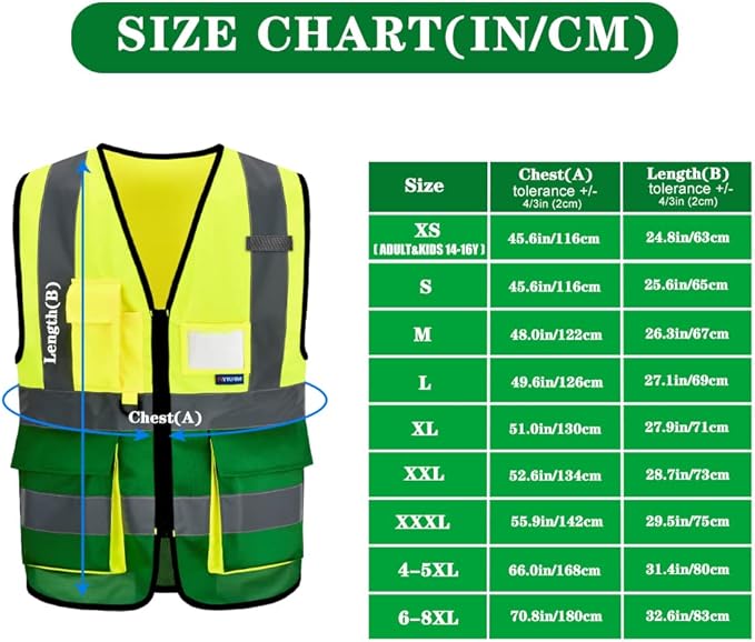 A-SAFETY yellow green construction vest