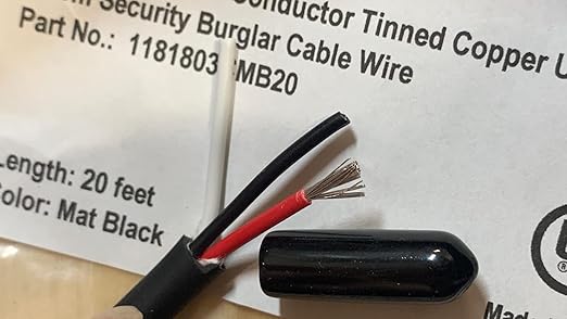 22AWG 4 Conductor Wire Cable (UL2464) - High Flexible Tinned Copper Unshielded Alarm Security Burglar LED Power - for Low Voltage Installations (Matte Black 25FT)