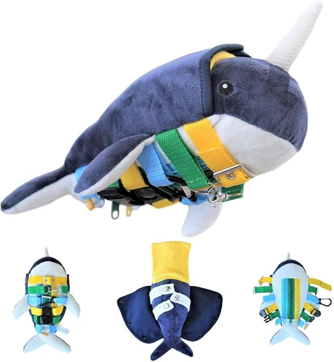 SENSORY4U Buckle Pillow Narwhal – Sensory Motor Aid for Fine Motor Skills, Hand-Eye Coordination & Pediatric Occupational Therapy Support