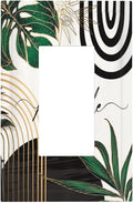 Boho Abstract Tropical Green Palm Leaf Mid Century Decorative Outlet Covers 1 Gang Single Rocker Light Switch Cover Plate Wall Plates GFCI Faceplate for Office Home Decor