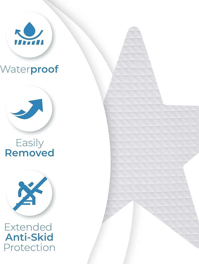 Anti Slip Shower Stickers 24 PCS, Invisible Non-Slip Shower Stars for Adults, Premium Adhesive Bath Tub Stickers (Clear)