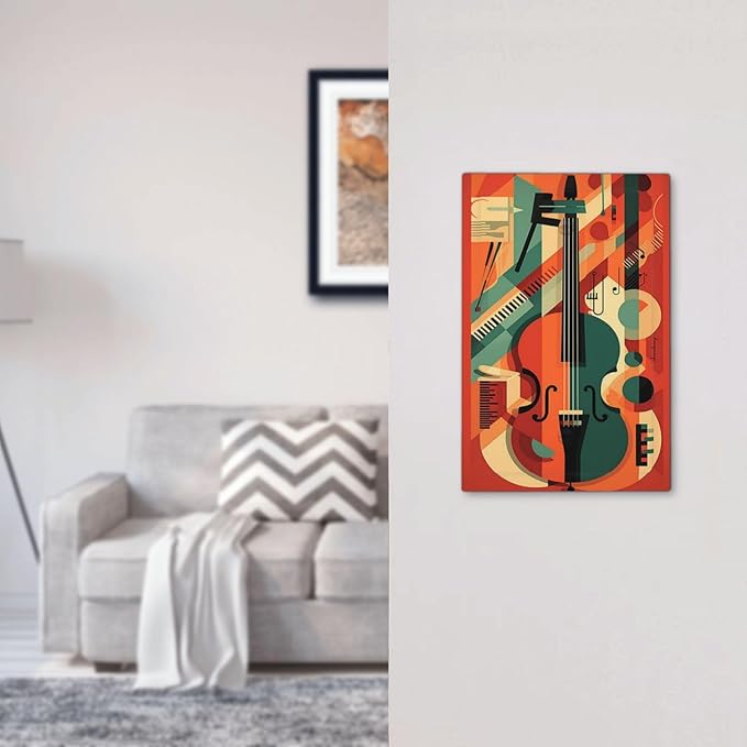 Light Switch Cover Plate Violin Abstract Jazz Colorful Painting 1 Gang No Device Blank Electrical Wall Plates Faceplate Decorative Switch Plate for living Room Office Decor