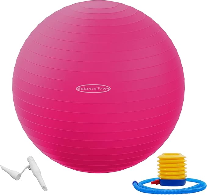 Fitvids Anti-Burst and Slip Resistant Exercise Yoga Fitness Birthing Ball with Quick Pump, 2,000-Pound Capacity, Multiple Colors and Sizes