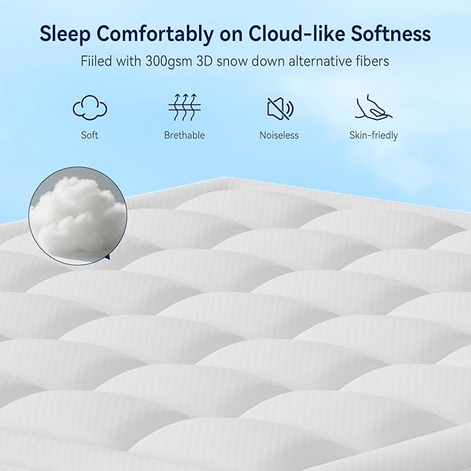 ELEMUSE 3 Inch Cooling Memory Foam Mattress Topper Super Olympic Queen, 2 Inch Pressure-Relief Memory Foam and 1 Inch Thick Soft Viscose Made from Bamboo Pillow Top for Hot Sleepers, Washable