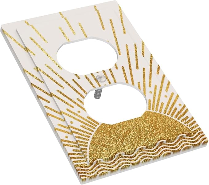 Mid Century Boho Golden Sun Sunrise Sunset Outlet Covers 1 Gang Duplex Light Switch Cover Decorative Switch Plates Electrical Receptacle Faceplate Wall Plate for Bed Room Living Room Decor